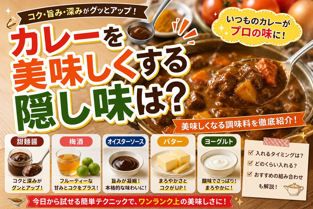 カレーを美味しくする隠し味は？甜麺醤・梅酒など加えると美味しい調味料まとめ