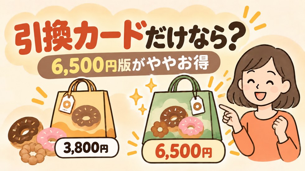 ドーナツ引換カードだけなら6,500円版の方がお得