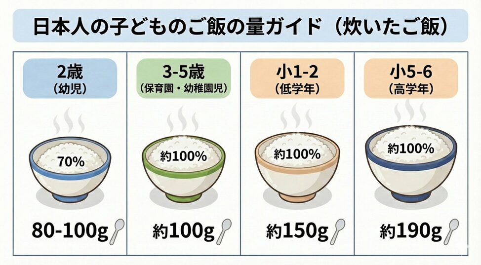 子供の年齢別ご飯量