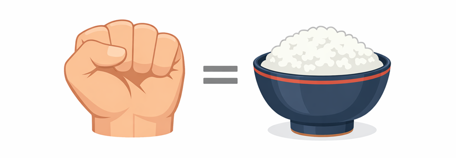 ご飯と握りこぶし