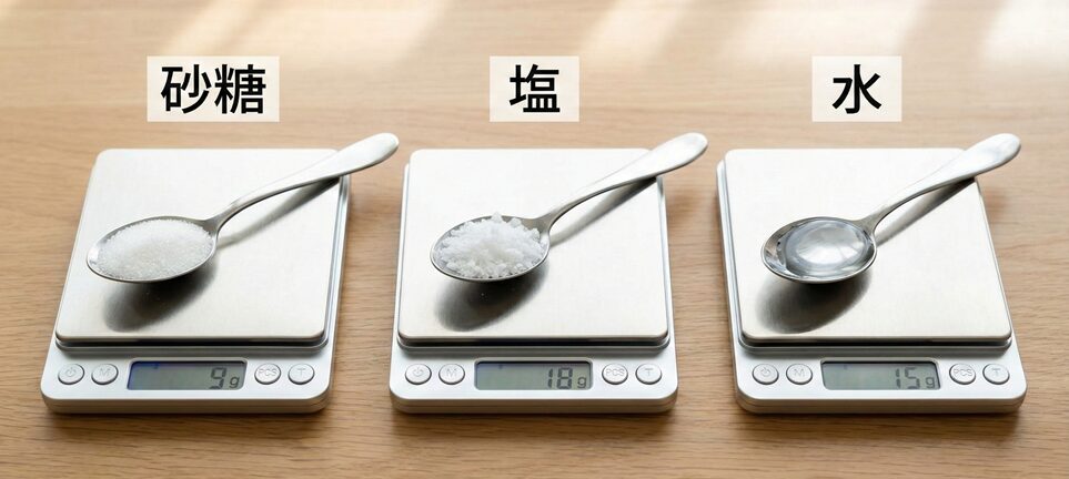 同じ大さじ1でも「重さ」が違う