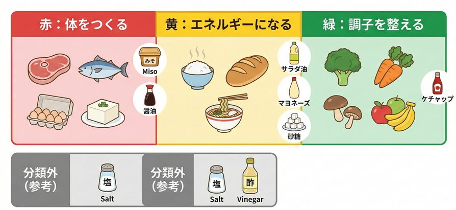 3色食品群の基本と調味料