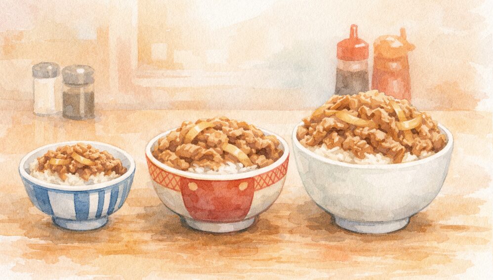 牛丼チェーンのご飯量