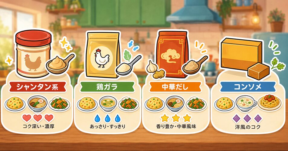 ウェイパァーの代用に使える調味料の違い