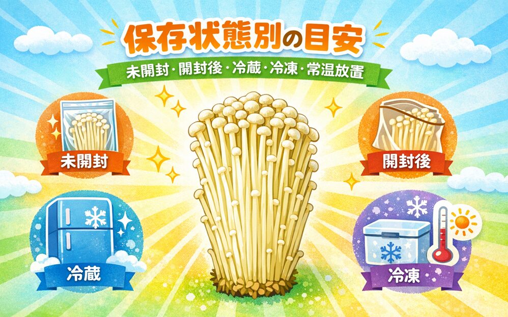えのきの保存状態別の目安
