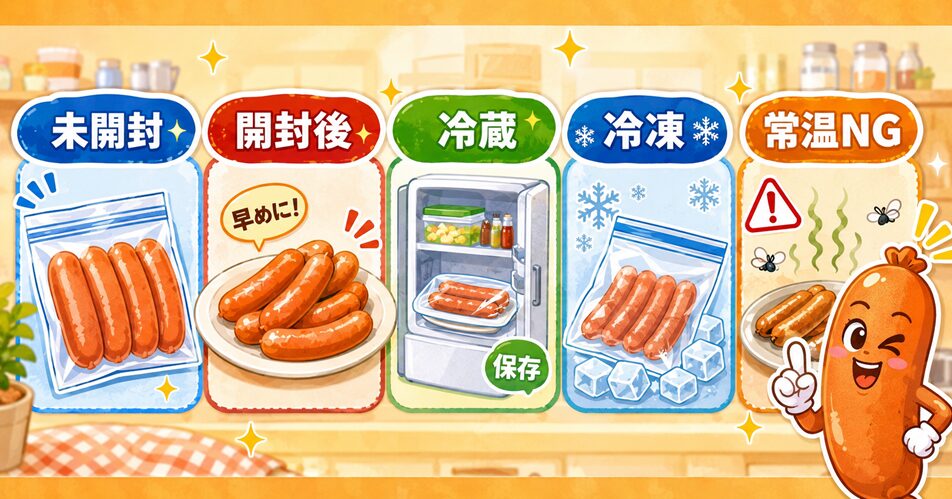 ウィンナーの保存状態別の目安