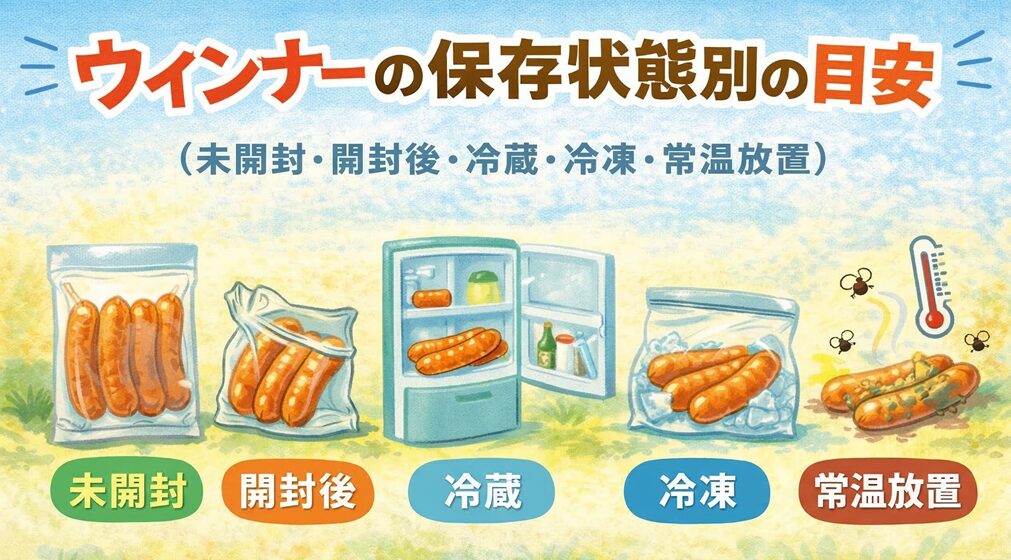 ウィンナーの保存状態別の目安