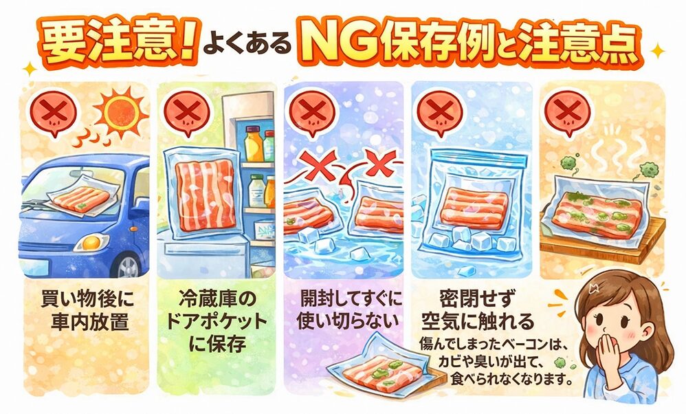 ベーコンのよくあるNG保存例と注意点