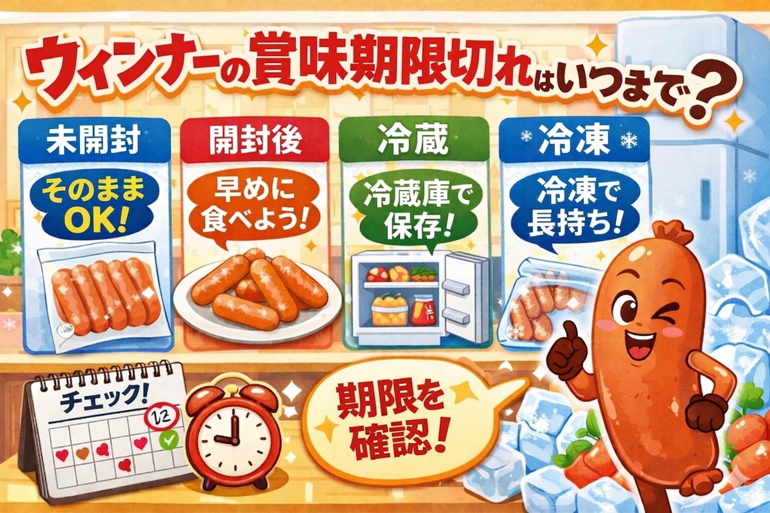 ウィンナーの賞味期限切れはいつまで？未開封・開封後・冷蔵・冷凍の日持ちの判断