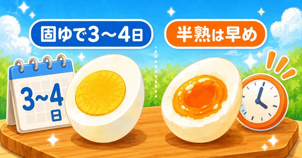 ゆで卵の日持ちは『固ゆでは3〜4日・半熟は早め』が基本