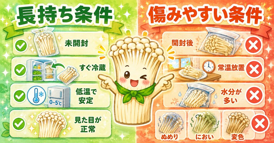 長持ちしやすい条件/傷みやすい条件