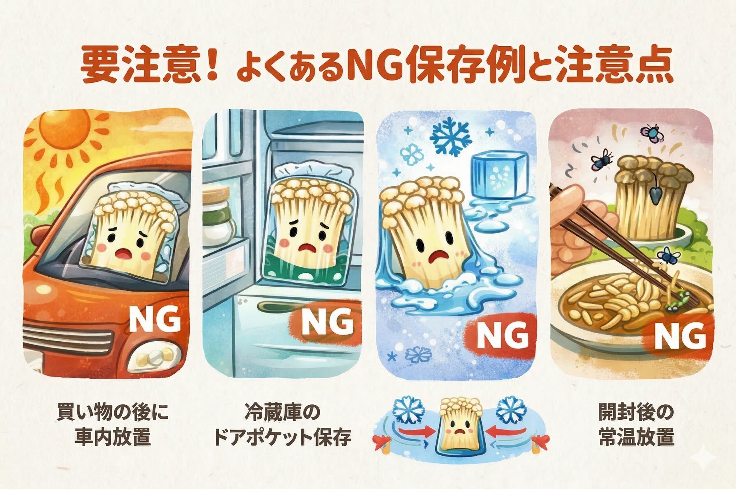 えのきのよくあるNG保存例と注意点