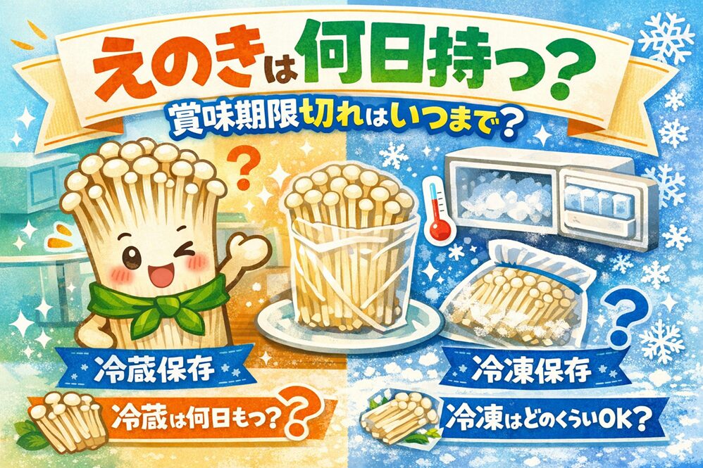 えのきは何日持つ？賞味期限切れはいつまで？冷蔵日持ち・冷凍日持ちを状態別に解説