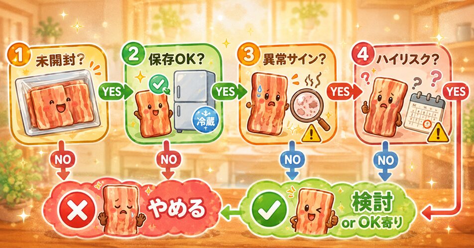 【3分判定】ベーコンを食べるかやめるかのフロー
