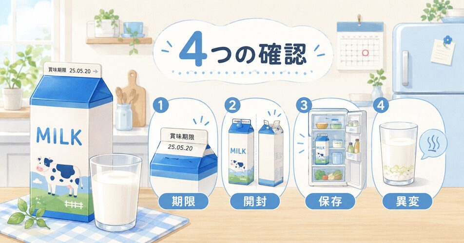 牛乳の賞味期限切れはいつまで？確認すべき4つのこと