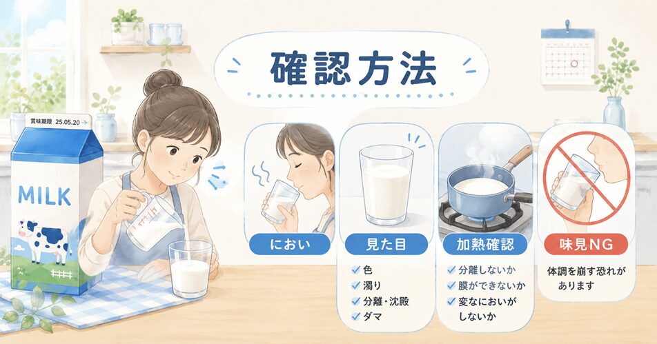 飲めるか迷った牛乳を確認する方法