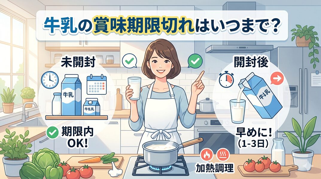牛乳の賞味期限切れはいつまで？何日持つかを開封後・未開封・加熱の考え方