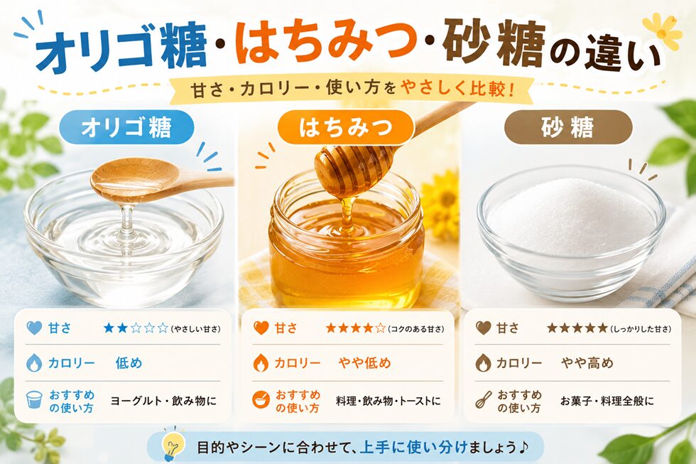 オリゴ糖・はちみつ・砂糖の違い