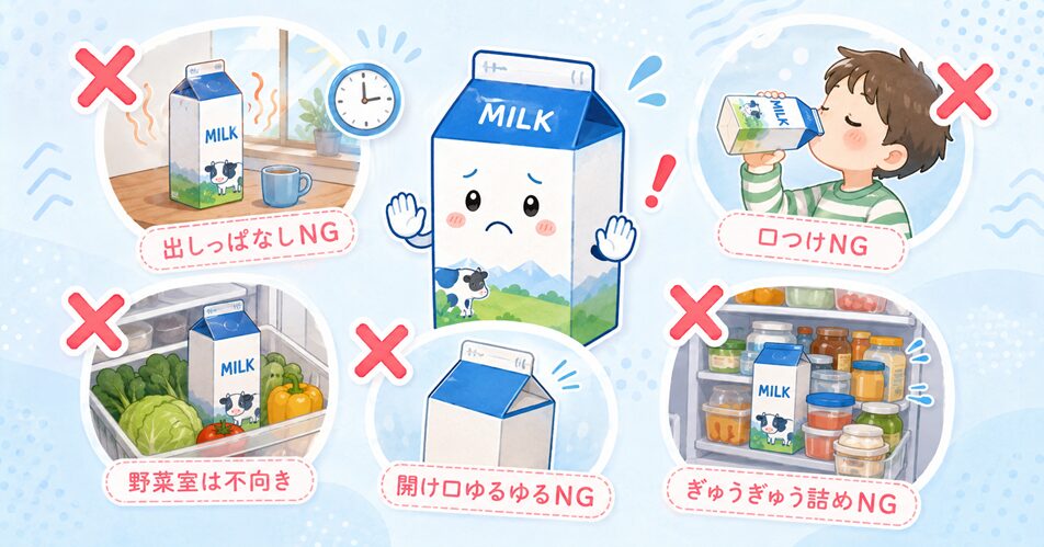 牛乳の保存でやりがちなNG例