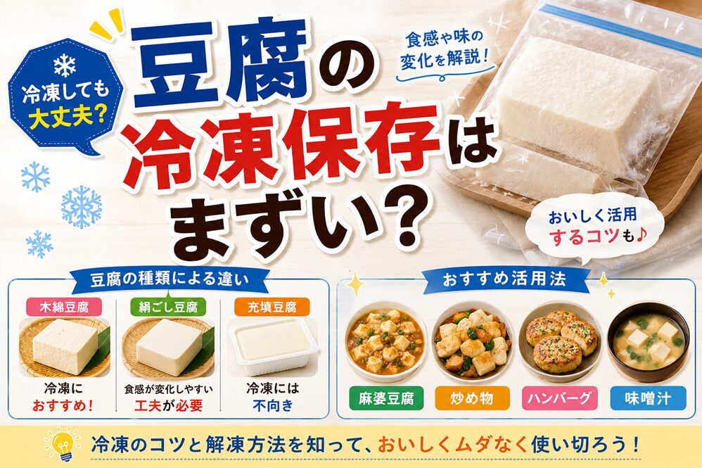 豆腐の冷凍保存はまずい？木綿・絹・充填豆腐の違いとおすすめ活用法
