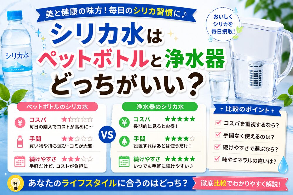 シリカ水はペットボトルと浄水器どっちがいい？コスパ・手間・続けやすさを比較