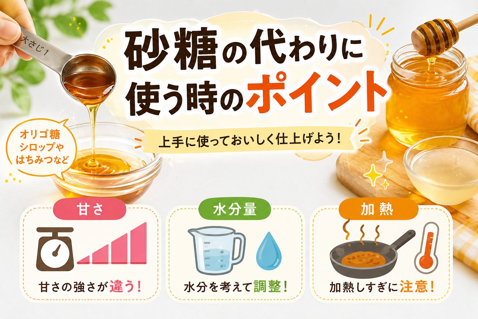 砂糖の代わりに使う時のポイント