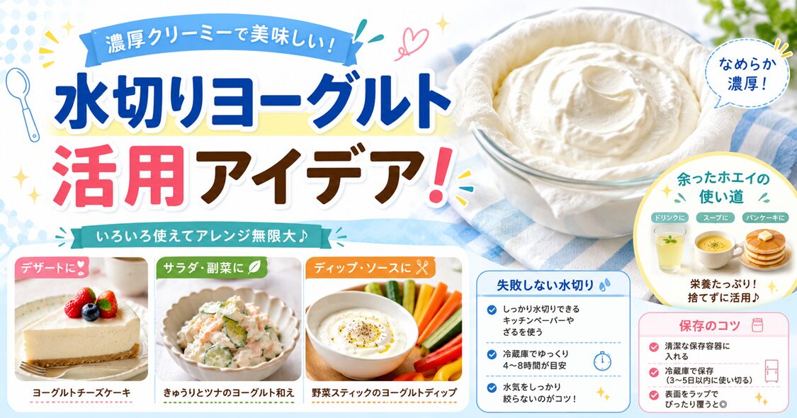 水切りヨーグルト活用アイデア！簡単スイーツ・おかず・ディップレシピ
