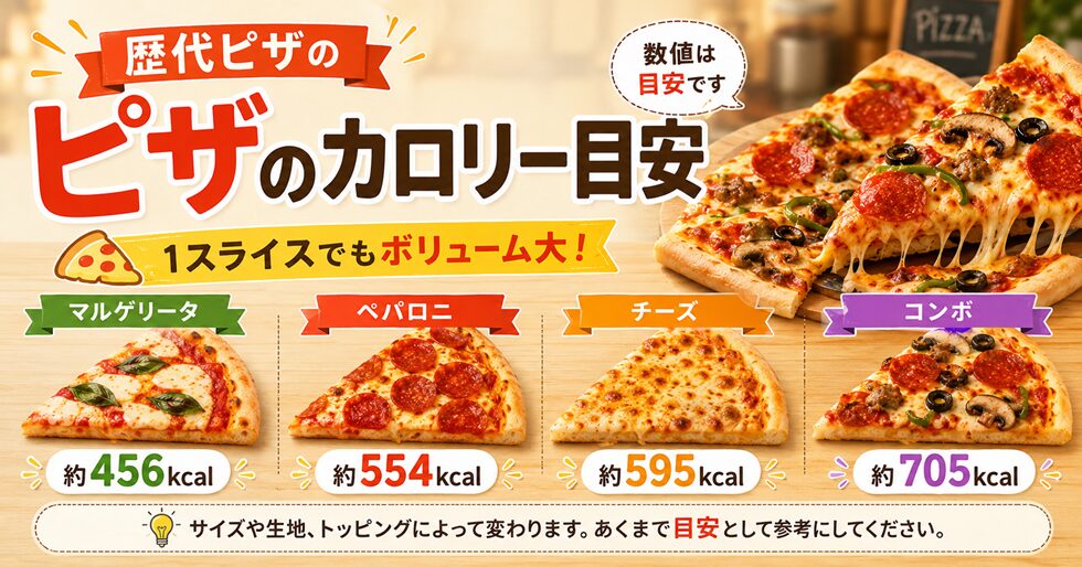 歴代ピザのカロリー目安