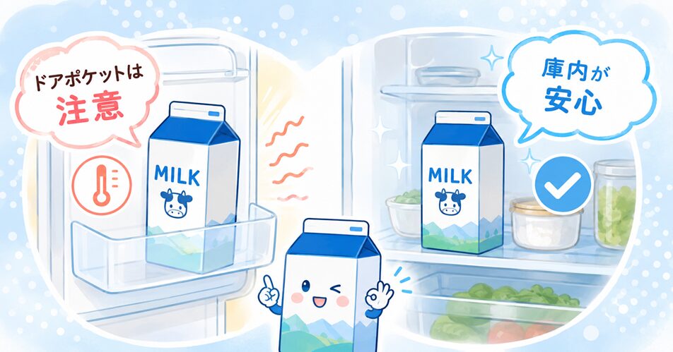 牛乳をドアポケットに置いてもいい？
