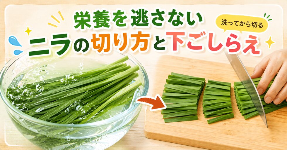 栄養を逃さないニラの切り方と下ごしらえ