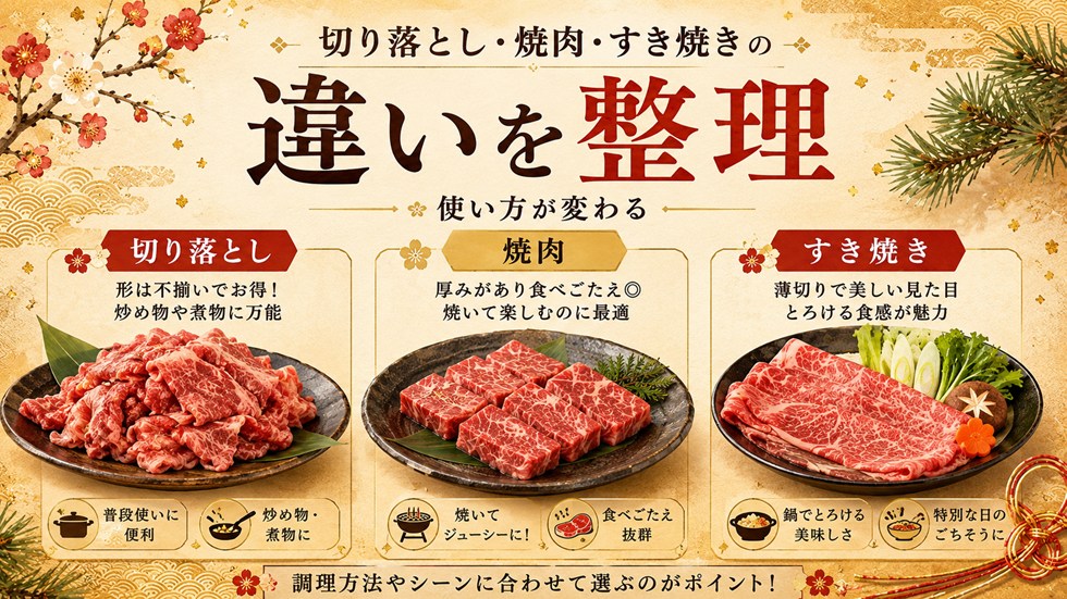 切り落とし・焼肉・すき焼きの違いを分かりやすく整理