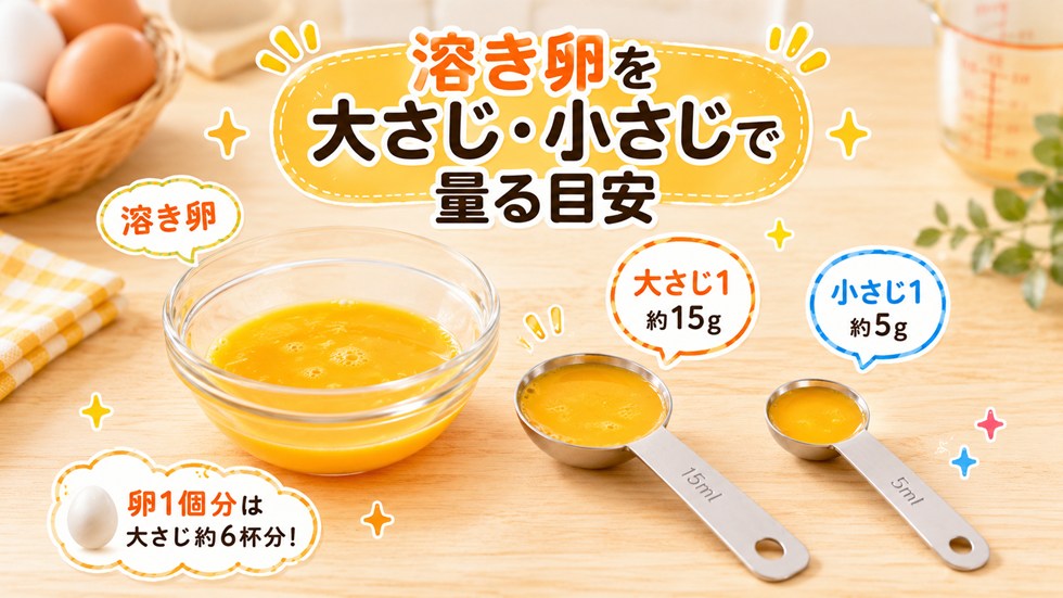 溶き卵を大さじ・小さじで量る目安
