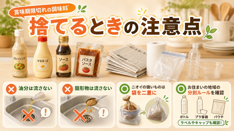 賞味期限切れの調味料を捨てるときの注意点