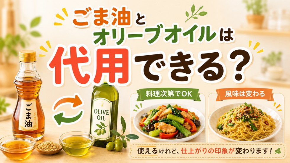 ごま油とオリーブオイルは代用できる?