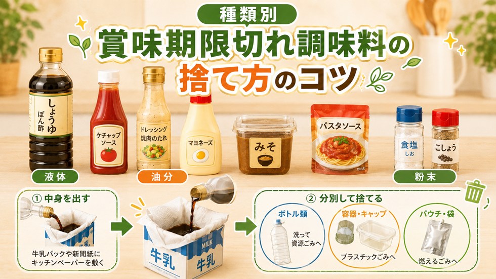 種類別｜賞味期限切れ調味料の捨て方のコツ