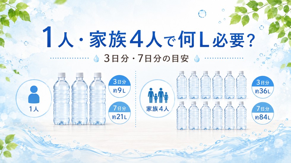 防災用の水は1人・家族4人で何L必要?