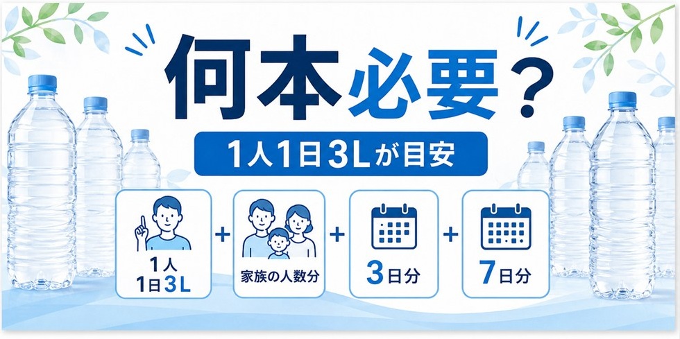 長期保存水は何本必要？1人1日3Lが目安
