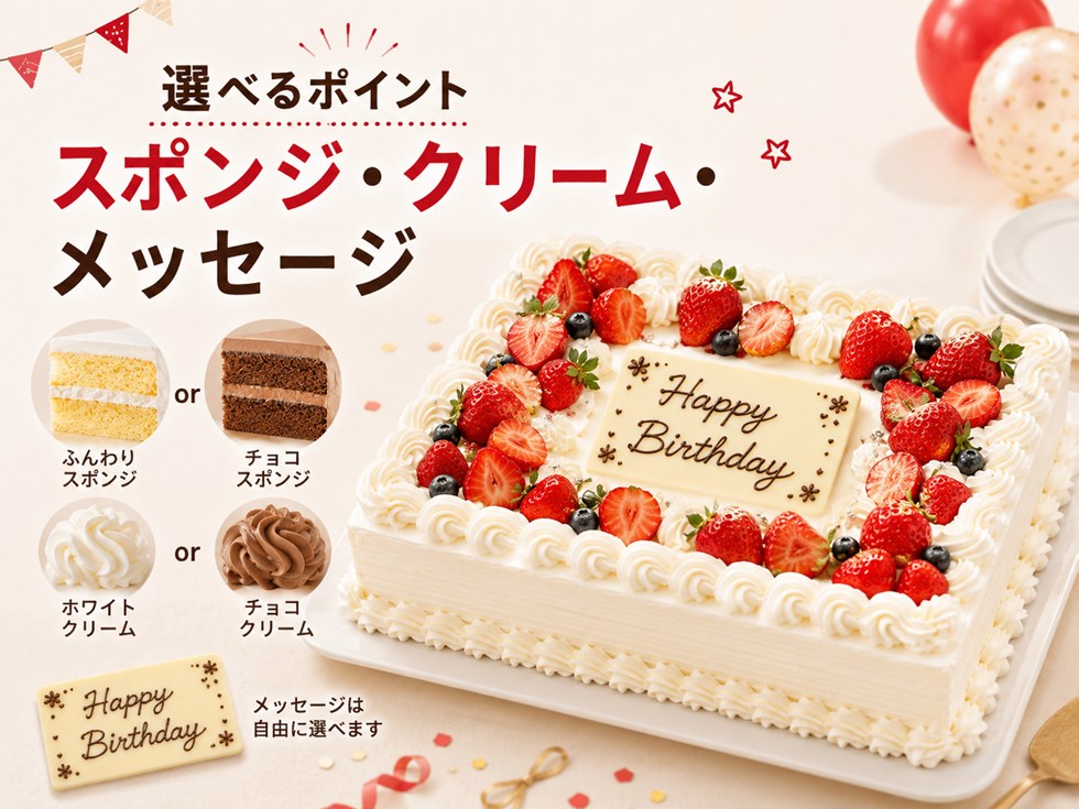 スポンジ・クリーム・メッセージは選べる?