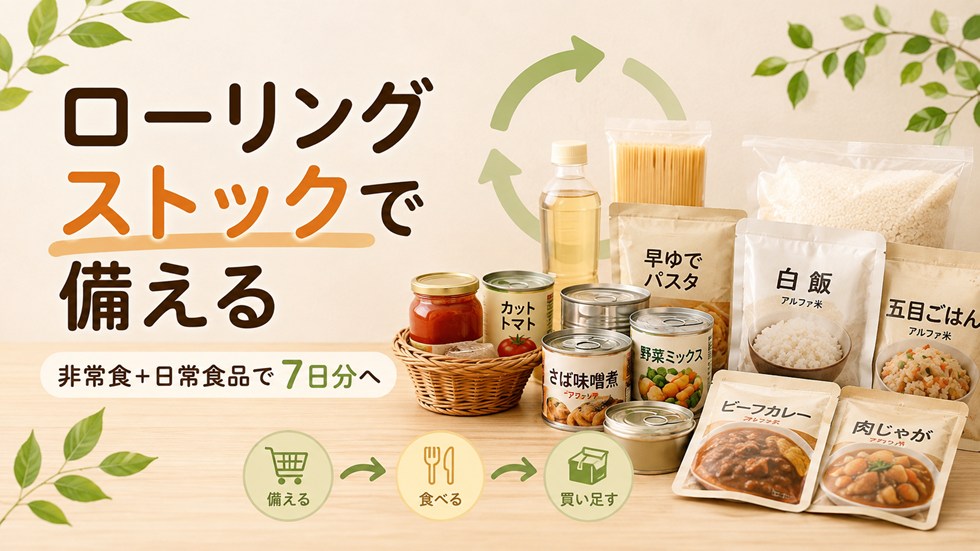 7日分は非常食＋ローリングストックで備える