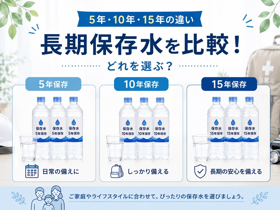5年・10年・15年保存水の違いは？どれを選ぶ？