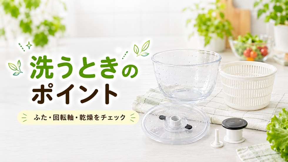 サラダスピナーを洗うときのポイント