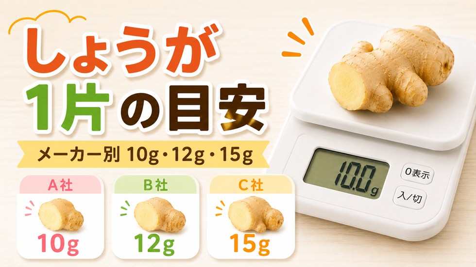 しょうが1片は何グラム?メーカー別の目安