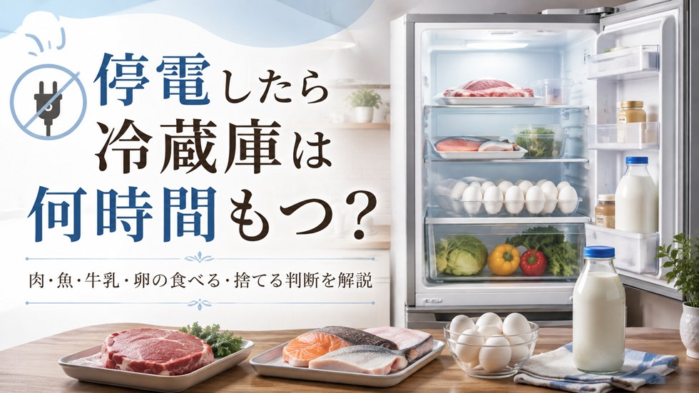停電したら冷蔵庫は何時間もつ？肉・魚・牛乳・卵の食べる・捨てる判断を解説